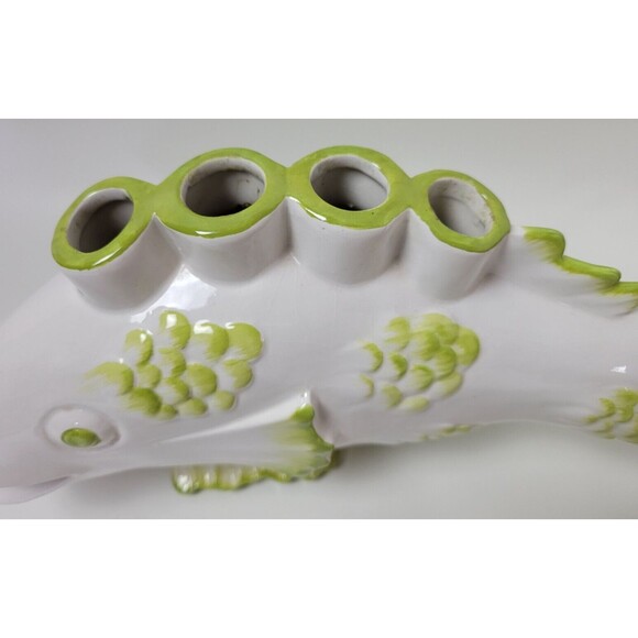 Vintage Ceramic Italy Pottery Green Fish 4 Candle Candleholder - Picture 6 of 13